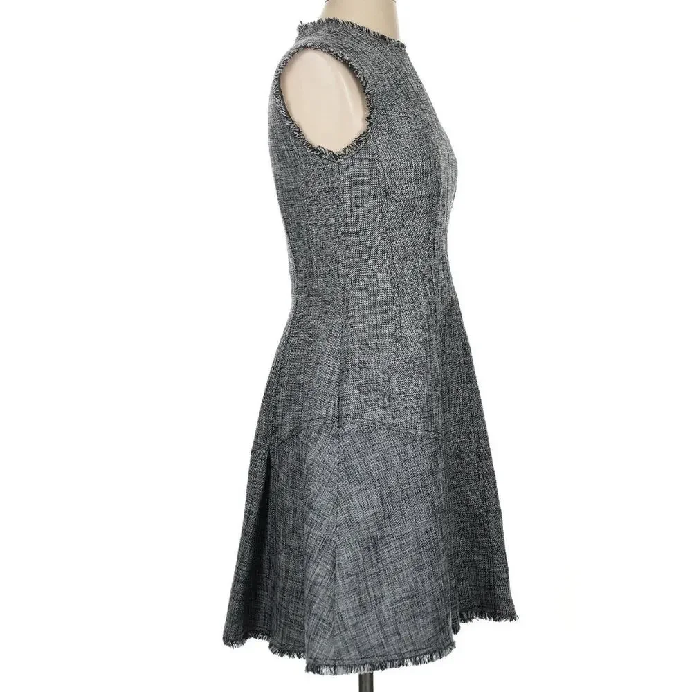 Rebecca Taylor Sleeveless Slub Suiting Black/Gray Lined Dress Size 4